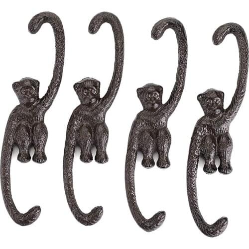 1 Set of 4 Heavy Duty Cast Iron S Monkey Hooks - 8 Inch Decorative Metal Plant Hooks Hangers S Shaped Bracket