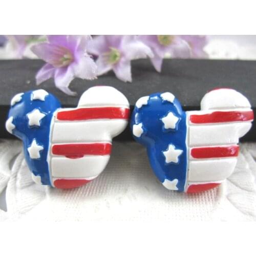 10pcs/lot DIY flat back resin cabochons accessories kawaii resin mouse head with star about 25mm