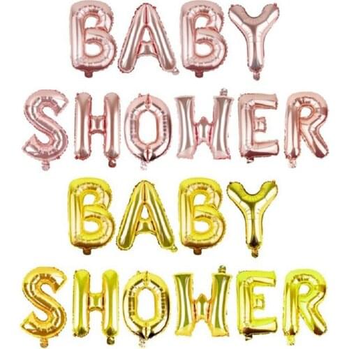 16-Inch Baby Shower Letter Set, Baby Birthday Decorations And Arrangements, Baby Shower Decoration Aluminum Foil Balloons