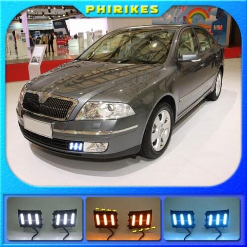 2PCs/set For Skoda Octavia A5 2007 2008 2009 waterproof daylight Car styling Daylight Daytime Running light led drl
