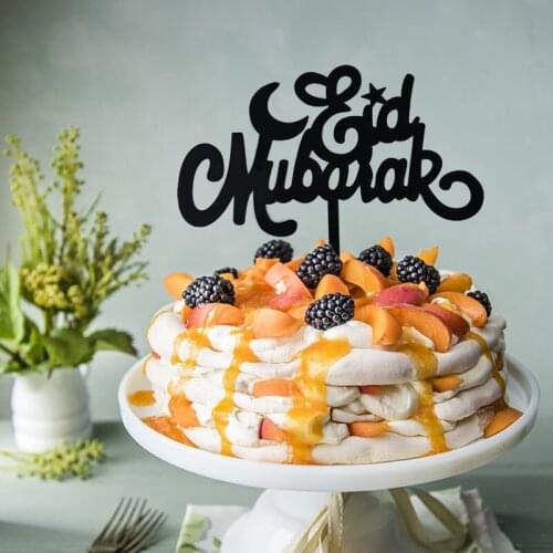 1 Pcs Acrylic Cake Topper Eid Mubarak Birthday Cake Decoration For Ramadan Mubarak Muslim Islamic Festival Party Cupcake Toppers