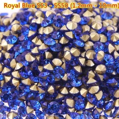 Free Shipping 1440pcs ss3-ss50 Royal Blue/Light Blue Point Back Crystal Beads Rhinstones Decorations Nail Art for Shoes, Nails