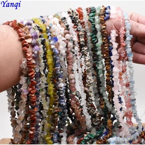 Natural Stone Beads 5-8mm 16 inch Amethysts Turquoises Tiger eye Chips Beads for Jewelry Making Irregular Gravel Beads Bracelet