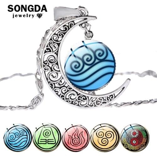 SONGDA Moon Necklaces New Avatar The Last Airbender Glass Pendant Women Neck Chains Kingdom Jewelry 2020 Jewelry Christmas Gift
