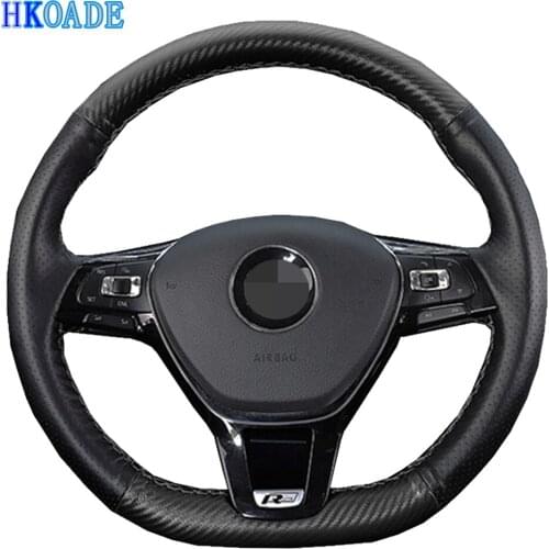 DIY Black Fiber Leather Car Steering Wheel Cover For Volkswagen VW Golf 7 Mk7 New Polo Jetta Passat B8 Tiguan Sharan Touran