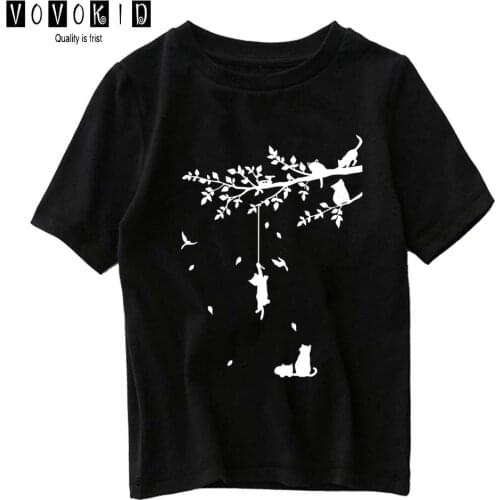Baby T Shirt Little Girl Boy Cute Cat Cartoon Sweet Girls Japanese Streetwear T-shirt Chlidren Summer Top Cartoon Shirt