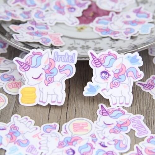 40pcs Waterproof Unicorn Decorative Scrapbooking Stickers DIY Cute Sticker Pack for Craft Laptop Phone Case Thermos