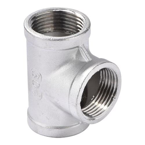 Water Pipe Fitting 3 way equal tee SS 304 Stainless Steel adapter 1/8" 1/4" 3/8" 1/2" 3/4" 1" 1-1/4" 1-1/2" Female Thread BSP