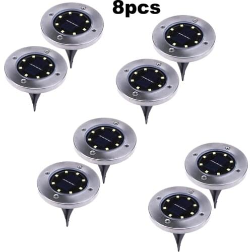 4-8pcs Solar Power Disk Light 8LED Ground Lamp Light Spot Lamp for Outdoor Path Way Yard Garden Decking Lawn Waterproof smart on