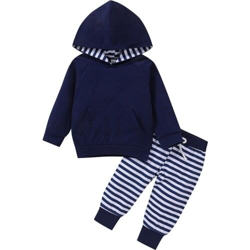 Baby Boy Girl Clothing Set Infant Stripe Pullover+Pants Set Casual Toddler Outfits Winter Spring Newborn Long Sleeve Hoodies Set