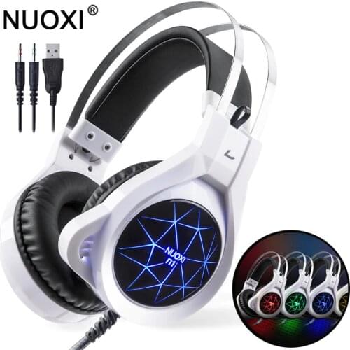 NUOXI N1 Computer Stereo Gaming Headphones Best Casque Deep Bass Game Earphone Headset with Mic LED Light for PC Gamer