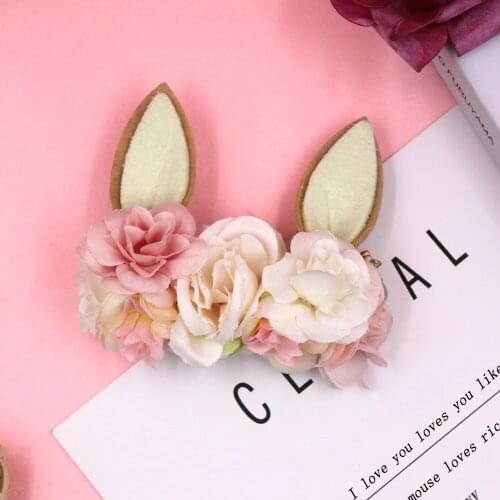 Rabbit Ears Flower Headbands For Baby Girl Toddler Infant Headwear Cartoon Ear Children Hair Accessories