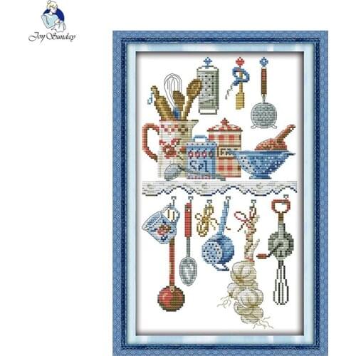 Kitchenware Patterns Count Print Cross Stitch 11ct 14ct DIY Handwork Crafts Printable Easy Embroidery for Beginner Home Decor