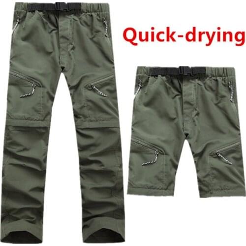 Mens Quick Dry Outdoor Trousers Detachable Male Pants Summer Breathable Hunting Hiking & Camping and Pants S-XXXL 4 Colors