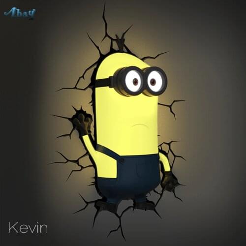 Cartoon Little Yellow Man Night Light 3D Wall Childrens Bedroom Room Corridor Bedside Wall Gift Night Lamp Decoration De Maison