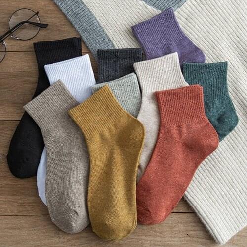 1Pairs Fall Winter Socks Solid Color Womens Tube Socks High Luokou Cotton Warm and Breathable Socks