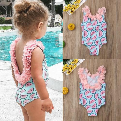 New Family Matching Baby One-Piece Suits Toddler Infant Girls Watermelon Swimsuit 3D Flower Swimwear Swimming Bikini Set