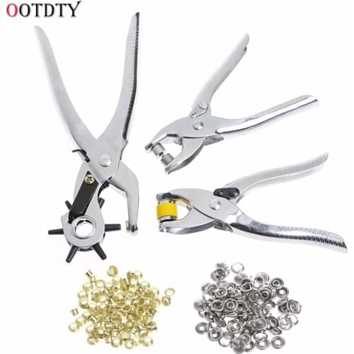 OOTDTY OOTDTY 3Pcs/Set Leather Hole Punch Repair Tool Eyelets Grommets + Pliers Kit Hand Tools