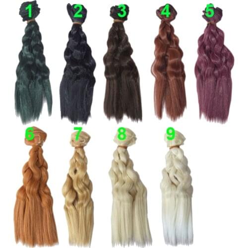 Color choose 15cm*100CM plait braid Curly Brown Falxen Black Khaki Color quality thick Doll Wigs hair for 1/3 1/4 1/6 BJD doll