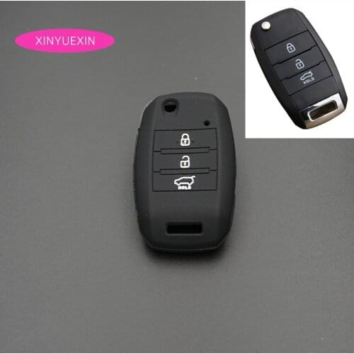Xinyuexin Silicone Car Key Cover FOB Case For 2013-16 Kia Optima For Sportage Flip Remote Key Rubber For Case Jacket Car-styling