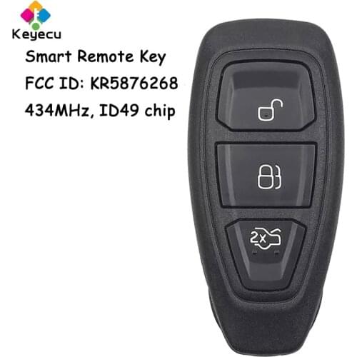 KEYECU Replacement Intelligent Remote Control Key With 434MHz ID49 PCF7953 - FOB for Ford Focus C-Max Focus Grand C-Max Mondeo