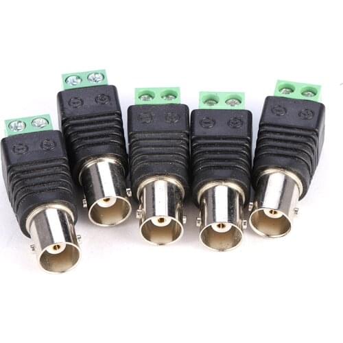 USAFEQLO 5pcs Mini Coax BNC Connector UTP Video Balun Connector BNC Plug DC Adapter For CCTV Camera