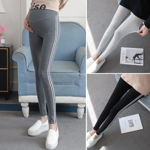 323# Maternity Pants Cotton Spring Autumn Side Strip Elastic Waist Belly Support Pants Maternity Leggings Maternity Trousers