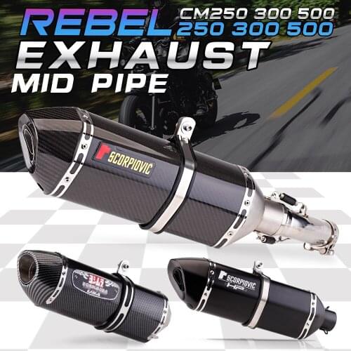 Motorcycle Exhaust Muffler Mid Pipe Stainless Steel Slip on For HONDA Rebel 500 CMX500 Rebel300 CM300 Exhaust connection pipe