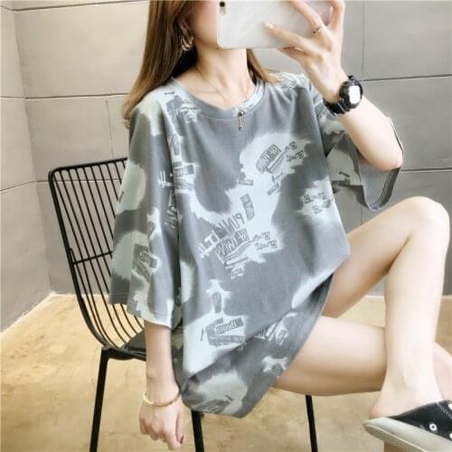 Women T-shirt Student 2021 New Arrival Summer Female T-shirt Short Sleeve Letter Loose Pretty Korean Style Blue Green c106