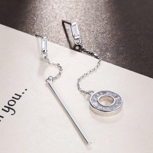 Manufacturers Selling S925 Tremella Crane Female Fashion Contracted Hang Stick Asymmetric Silver Earrings Wholesale