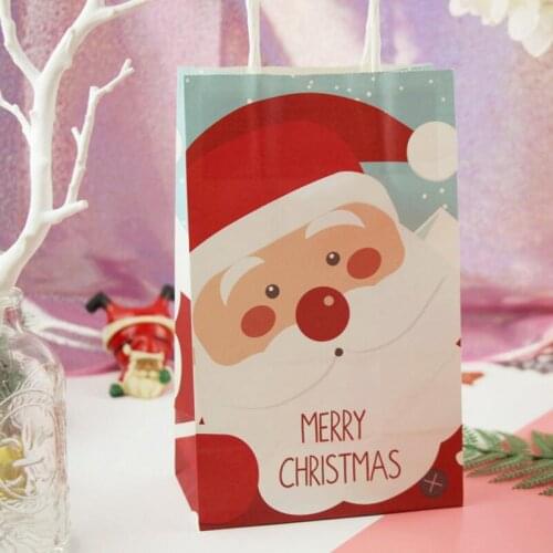 10Pcs/lot New Santa Claus Gift Wrap Bag Christmas Home Party Candy Cookies Paper Bags Christmas Gift Bag