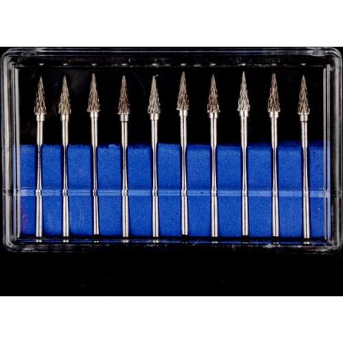 10 PCS Dental Lab Polishing Drills Assorted Tungsten Steel Carbide Burs M04 2.35MM