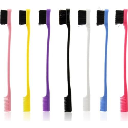 2 in 1 Double Sided Edge Control Eyebrow Brush Eyelashes Hair Gel Comb Hair Styling Hair Brush Styling Tool