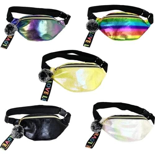 2021 Waist Packs Fashion Girls Shoulder Belt Bags KidsGlitter Cool Sequins Printing Phone Pouch Fanny Pack Waist Bag For Woman