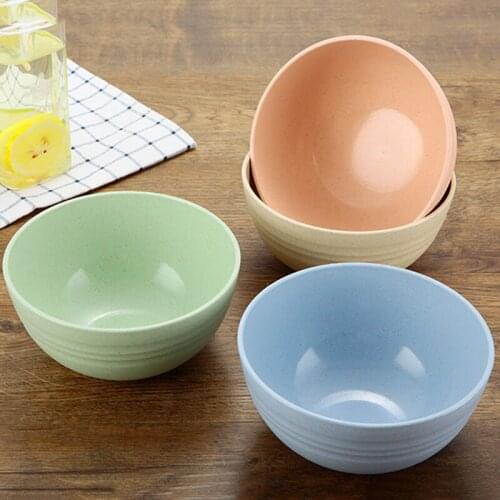 4PCS Unbreakable Cereal Bowls Lightweight Wheat Straw Cereal Bowls Eco-Friendly Soup Rice Cereal Pasta Salad Bowl Multicolor New