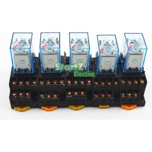 5Pcs Relay MY4NJ 110V AC Small relay 5A 14PIN Coil DPDT With Socket Base