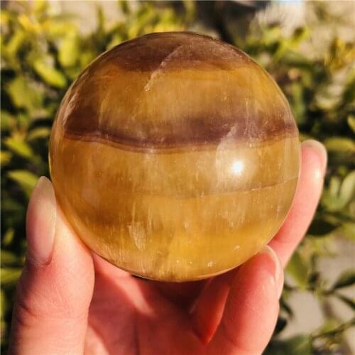 55-60mm Natural yellow quartz ball Yellow crystal ball, fluorite ball healing energy gem
