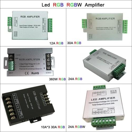 Aluminum DC5V-24V Led Controller 12A/24A/30A 3CH 4CH Led RGB RGBW Amplifier for 5050 3528 Led Strip Tape Power Repeater Console