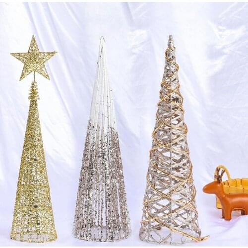 Anti-oxidation No Burrs Shiny Glitter Wrought Iron Desktop Christmas Tree for Party