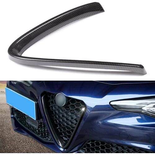 Car Front Grille V Shape Decoration Cover Trim Carbon Fiber Styling For Alfa Romeo 2017 2018 Stelvio ABS Plastic