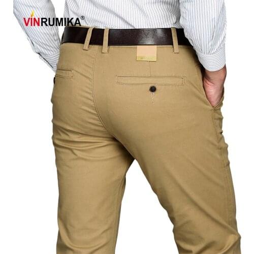 Plus Size 29-46 Business mens 2019 spring summer casual brand khaki straight pant autumn man cotton pants black long trousers