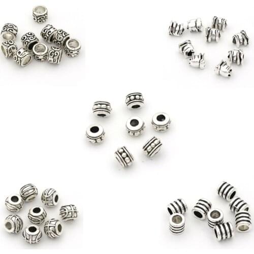 20pcs Metal Hole European Loose Beads For Jewelry Finding Handmake Diy Necklace Bracelet Needlework Accessories Wholesale