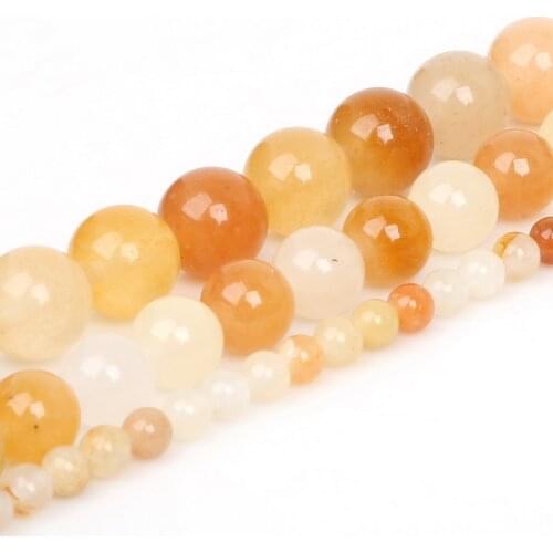 Pick Size 4mm 6mm 8mm 10mm 15"/Strand Yellow Round Ball Stone Beads Natural Stone Spacer Loose bead for Jewelry Making