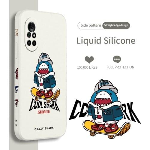 Thin Shell Shark Phone Case For Huawei Nova8 8Pro 8SE Nova 7 7Pro 7SE 6 6se 5 5Pro 5Z 5I 5Ipro 5T 4 4E Liquid Silicone Cover