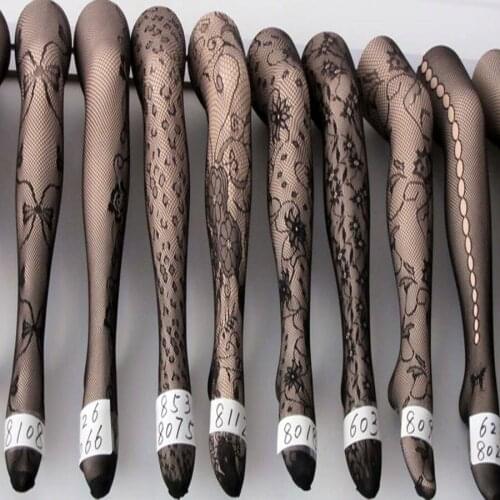 Free shipping Black fishnet stockings Jacquard thin tights Lace sexy small mesh hollow-out tattoo stockings tights