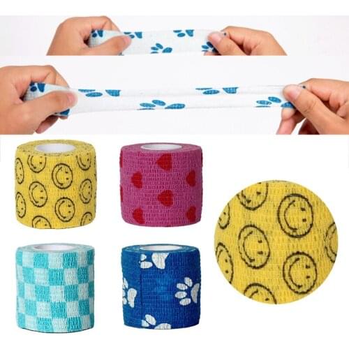 Flexible Self Adhesive Wrap Bandage Tape Printed First Aid Breathable 5cmx4.5m M89F