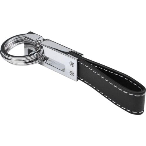 Hot Genuine Leather Belt 3 Loop Strap Quick Release keyring Keychain Key Fob ring Black + Silver