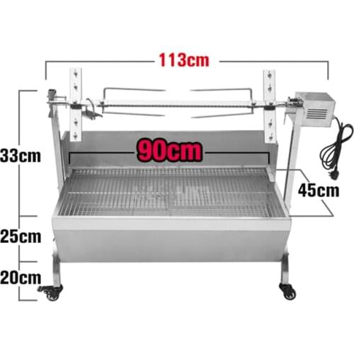 35" Large Stainless Steel BBQ Grill Charcoal Pig Spit Roaster Rotisserie Barbeque Lamb Goat Chicken Spit Roaster Rotisserie