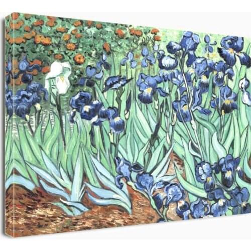Irises Flowers by Van Gogh Paintings on Canvas Art -Hand Painted Famous Oil Flowers Wall Decor for Home Office Decorations