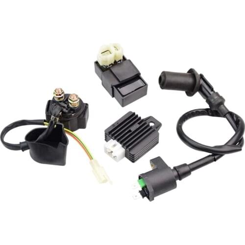 Go Kart Ignition Coil CDI Solenoid Relay Voltage Regulator Kit for GY6 50Cc 125Cc 150Cc ATV Dirt Bike Scooter Moped